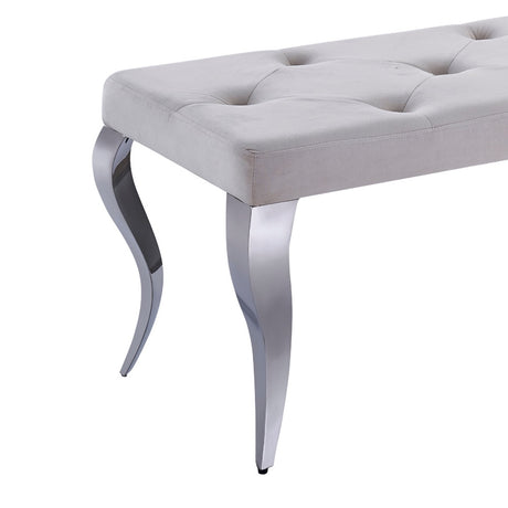 Classic-Cream-Velvet-Dining-Bench-Curved-Metal-Legs-90cm