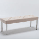 Classic-Cream-Velvet-Dining-Bench-Metal-Legs-130cm