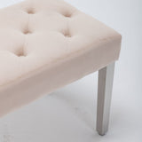 Classic-Cream-Velvet-Dining-Bench-Metal-Legs-130cm