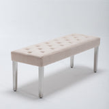 Classic-Cream-Velvet-Dining-Bench-Metal-Legs-130cm