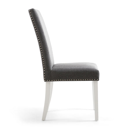 Classic-Dark-Grey-Linen-Dining-Chair-White-Rubberwood-Legs-Set-of-2