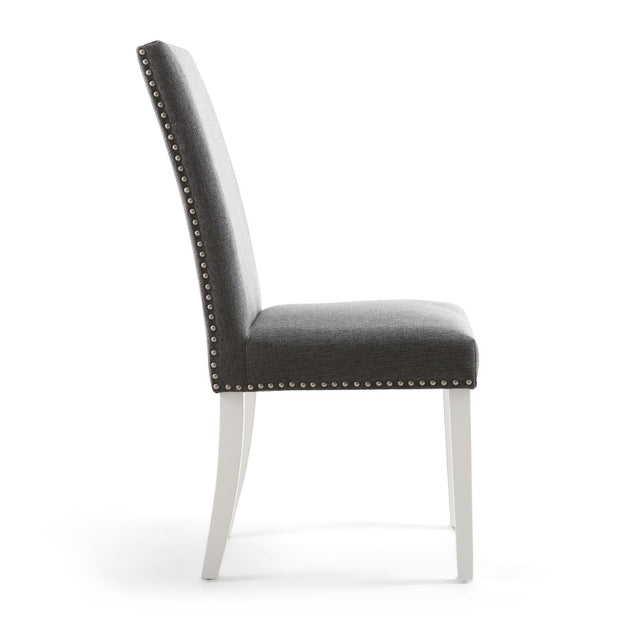 Classic-Dark-Grey-Linen-Dining-Chair-White-Rubberwood-Legs