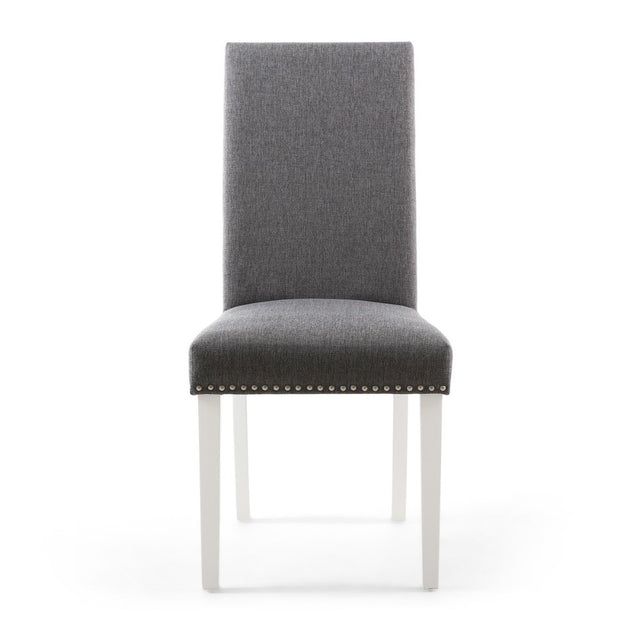 Classic-Dark-Grey-Linen-Dining-Chair-White-Rubberwood-Legs