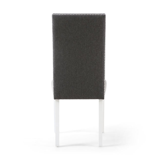 Classic-Dark-Grey-Linen-Dining-Chair-White-Rubberwood-Legs