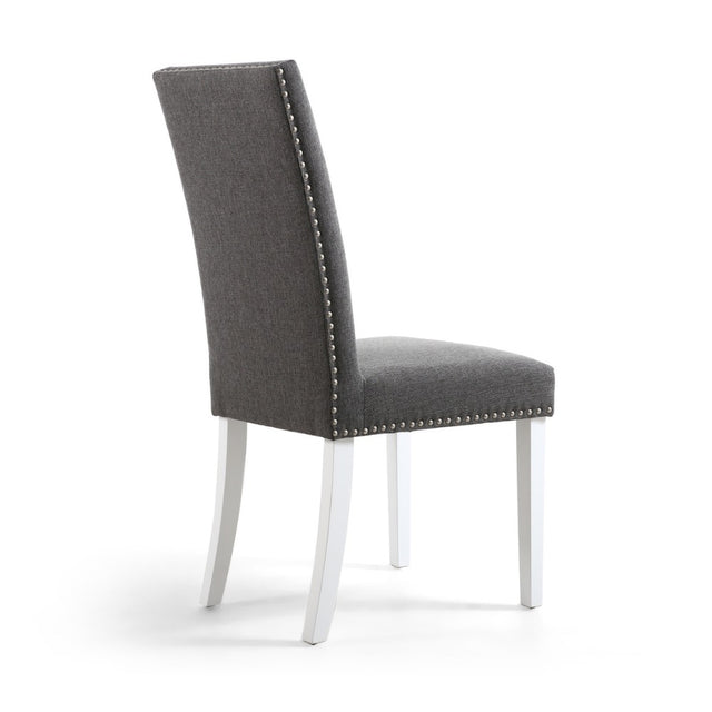 Classic-Dark-Grey-Linen-Dining-Chair-White-Rubberwood-Legs-Set-of-2