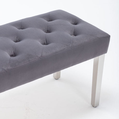 Classic-Dark-Grey-Velvet-Dining-Bench-Metal-Legs-130cm