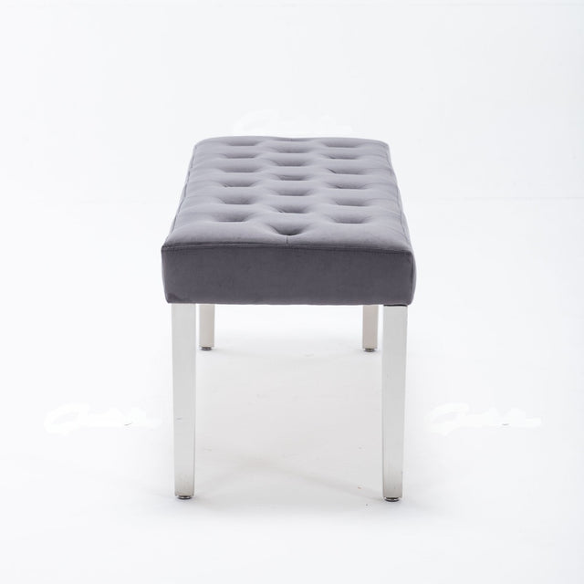 Classic-Dark-Grey-Velvet-Dining-Bench-Metal-Legs-130cm