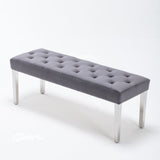 Classic-Dark-Grey-Velvet-Dining-Bench-Metal-Legs-130cm