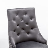 Classic-Dark-Grey-Velvet-Knocker-Back-Dining-Chair-Diamond-Stitched-Back-Black-Metal-Legs-Set-of-2