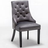 Classic-Dark-Grey-Velvet-Knocker-Back-Dining-Chair-Diamond-Stitched-Back-Black-Metal-Legs-Set-of-2