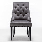 Classic-Dark-Grey-Velvet-Knocker-Back-Dining-Chair-Diamond-Stitched-Back-Black-Metal-Legs-Set-of-2