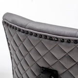 Classic-Dark-Grey-Velvet-Knocker-Back-Dining-Chair-Diamond-Stitched-Back-Black-Metal-Legs-Set-of-2