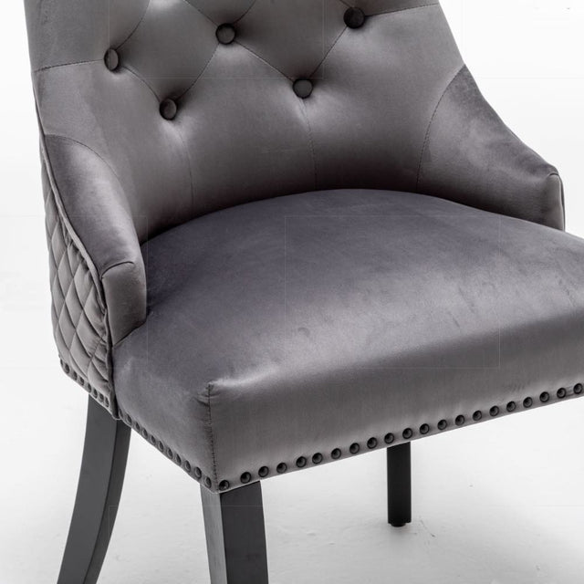 Classic-Dark-Grey-Velvet-Knocker-Back-Dining-Chair-Diamond-Stitched-Back-Black-Metal-Legs-Set-of-2