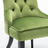 Classic-Green-Velvet-Button-Back-Dining-Chair-Black-Metal-Legs-Set-of-2