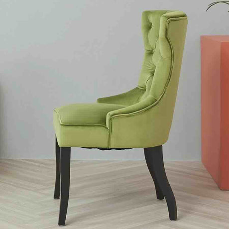 Classic-Green-Velvet-Button-Back-Dining-Chair-Black-Metal-Legs-Set-of-2