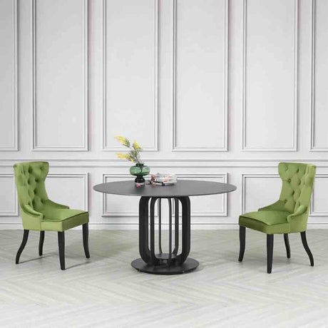 Classic-Green-Velvet-Button-Back-Dining-Chair-Black-Metal-Legs-Set-of-2