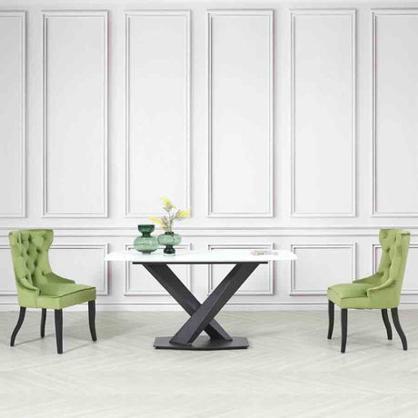 Classic-Green-Velvet-Button-Back-Dining-Chair-Black-Metal-Legs-Set-of-2