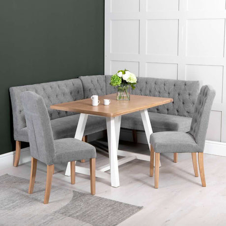 Alexandra Classic Grey Fabric Corner Dining Bench With Back