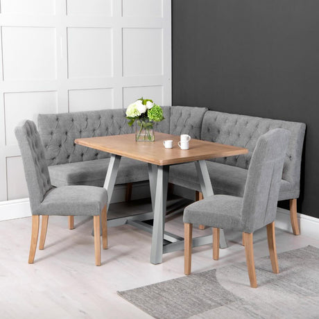 Alexandra Classic Grey Fabric Corner Dining Bench With Back