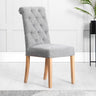 Classic-Grey-Fabric-Dining-Chair-Deep-Buttoned-Back-Wood-Legs-Set-of-2