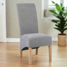 Classic-Grey-Fabric-High-Back-Dining-Chair-Wood-Legs-Set-of-2