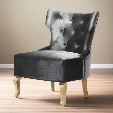 Classic-Grey-Shimmer-Velvet-Lounge-Chair-With-Deep-Buttoned-Back-_-Rubberwood-Legs