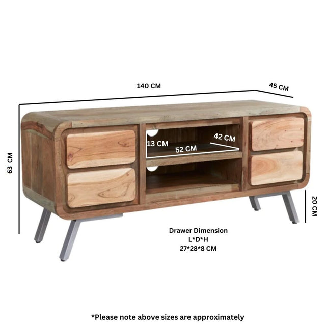 Rustic Solid Hardwood TV Stand With Storage