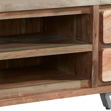 Rustic Solid Hardwood TV Stand With Storage