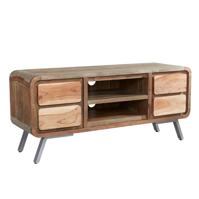 Rustic Solid Hardwood TV Stand With Storage