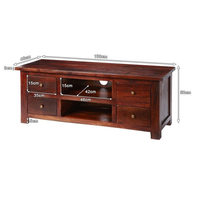 Indore Classic Dark Mango Wood TV Stand With Storage