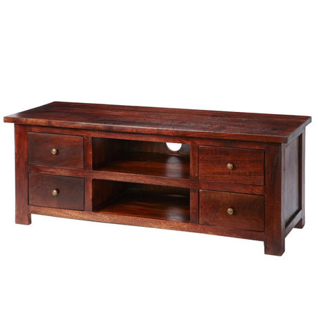 Indore Classic Dark Mango Wood TV Stand With Storage