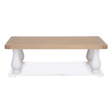 Hazel Rustic Rectangular Oak Wood Coffee Table With Shelf