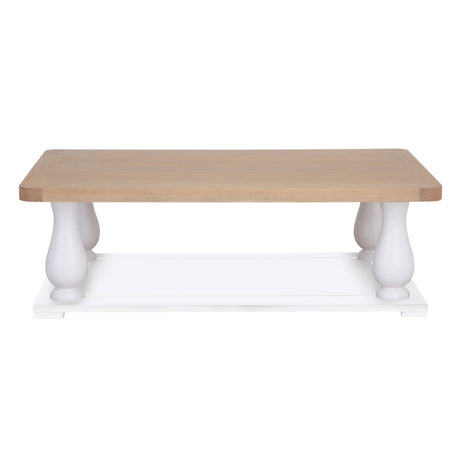 Hazel Rustic Rectangular Oak Wood Coffee Table With Shelf