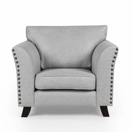 Classic-Light-Grey-Fabric-love-seater-Standard-Sofa-With-Studded-Detailing-Wood-Legs-100cm