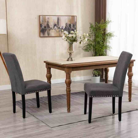 Classic-Light-Grey-Linen-Dining-Chair-Black-Rubberwood-Legs-Set-of-2