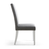 Classic-Light-Grey-Linen-Dining-Chair-White-Rubberwood-Legs-Set-of-2