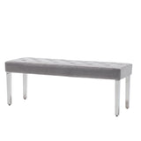 Classic-Light-Grey-Velvet-Dining-Bench-Metal-Legs-130cm