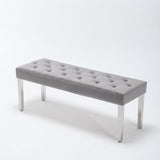 Classic-Light-Grey-Velvet-Dining-Bench-Metal-Legs-130cm