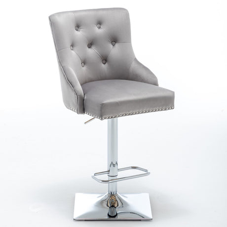 Classic-Light-Grey-Velvet-Knocker-Back-Bar-Stool-Adjustable-Stainless-Steel-Base