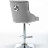 Classic-Light-Grey-Velvet-Knocker-Back-Bar-Stool-Adjustable-Stainless-Steel-Base