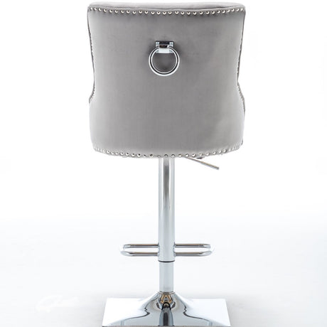 Classic-Light-Grey-Velvet-Knocker-Back-Bar-Stool-Adjustable-Stainless-Steel-Base