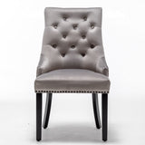 Classic-Light-Grey-Velvet-Knocker-Back-Dining-Chair-Diamond-Stitched-Back-Black-Metal-Legs-Set-of-2