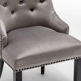 Classic-Light-Grey-Velvet-Knocker-Back-Dining-Chair-Diamond-Stitched-Back-Black-Metal-Legs-Set-of-2