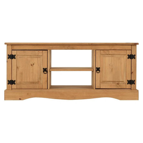 Annecy Rustic Light Pine Wood Large TV Stand With Storage