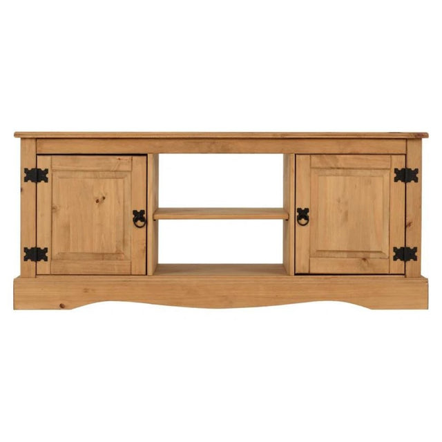 Annecy Rustic Light Pine Wood Large TV Stand With Storage