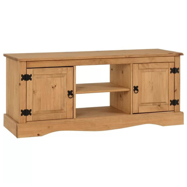 Annecy Rustic Light Pine Wood Large TV Stand With Storage