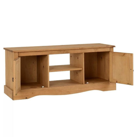 Annecy Rustic Light Pine Wood Large TV Stand With Storage