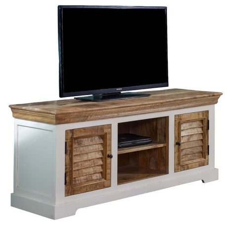 Manali Rustic Mango Wood Large TV Stand With Storage