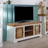 Manali Rustic Mango Wood Large TV Stand With Storage