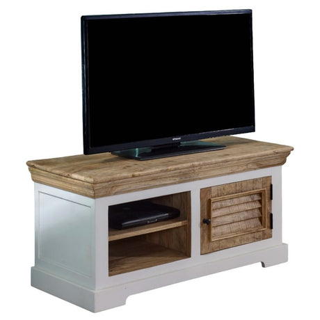 Manali Rustic Solid Mango Wood TV Stand With Storage